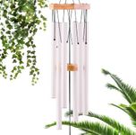 UpBlend Outdoors Wind Chimes for Outside - Deep Tone Wind Chimes, Windchimes Outdoors, Memorial, Sympathy, Loss of Loved One, Gifts for Women, Ideas for Mom, Grandma, Outdoor Porch, 29" Cottage White