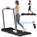 BTM Folding Treadmill for Home Office Use,Under Desk Treadmill,1-6KM/H, Portable Walking Running Machine Bluetooth Speaker, Remote Control, LED Display, Phone Holder (Black)