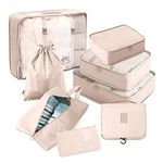 Packing Cubes for Travel, VITON 8 Pcs Travel Packing Cubes for Suitcases Lightweight Travel Essential Bag with Toiletries Bag for Clothes Shoes Cosmetics Toiletries, For 18-32'' luggage (Beige)