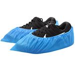 Hitituto Shoe Covers Disposable Non-Slip for Indoors -100 Pack (50 Pairs) Waterproof Premium CPE Booties Shoes Protectors Coverings, fits up to Size 11 US Men and 13 US Women, Blue, Large