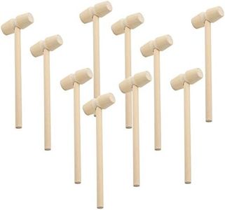 TOYMIS 10Pcs Wooden Crab Mallets Seafood Shellfish Hammers Dessert Making Mallet for Cracking Chocolate Seafood Shell, Small Wooden Mallets