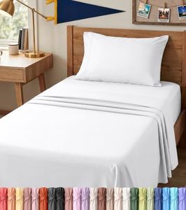Utopia Bedding Twin XL Sheet Set – Dorm Room Essentials for Students, 3 Piece Soft & Breathable Microfiber College Bedding, 1 Fitted Sheet, 1 Flat Sheet & 1 Pillowcase – Oeko Tex (White)