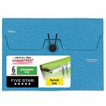 Five Star Expanding File Folder 6 Pockets Plastic Expanding File Folder with Pockets and Insert Tabs, Holds 11" x 8.5", Elastic Closure, Tide Blue (72393)