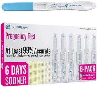 Amplim Fertility HCG Midstream Pregnancy Test Sticks | 99.9% Accurate, Ultra Sensitive 10 MIU/ml, 6 Days Early Detection Results at Home | Rapid 2-Second Test | Bulk Pack of 6 Reliable Strip Sticks