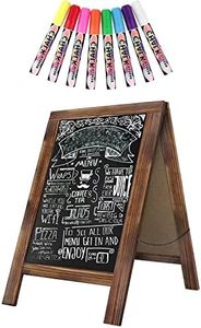 Rustic Whitewash Double Sided Chalkboard, 10"*14" Tabletop Stand, Small Countertop Chalkboard Easel with 8Pcs Liquid Chalk for Menu, Kitchen, Restaurants, Bar, Wedding and Home Decor