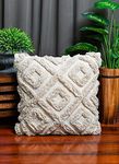 IMPEXART Cushion Cover Off White 18"x18" Inch Cotton Diamond Shape Tufted for Sofa Couch Living Room Bed Room Indoor Outdoor