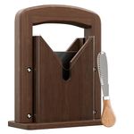 Homeries Wooden Bagel Slicer for Large Bagels and Small Bagels of Any Size - Includes 3 in 1 Butter Knife - Bagel Cutter Slicer with Non Stick Blade, Clear Safety Shield, Easy Grip Handle - Bagel Gift