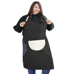 Urby Kitchen Cooking Aprons for Women with Pockets Plus Size, Ideal For XL XXL or Waist W38+. Extra Large and Long., Black Hand Wipe, Plus size