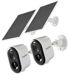 LongPlus 2K Security Cameras Wireless Outdoor, Battery Wireless Security Camera Outdoor with AI Motion Detection, WiFi Cameras for Home, Color Night Vision, Works with Alexa (2pcs White (Solar Panel))