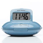 Sonic Alert Digital Alarm Clock - Travel Alarm Clock for Heavy Sleepers - Bed Shaker Alarm Clock - Vibrating Alarm Clock Under Pillow - Battery Operated – Jade