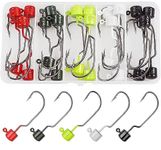 Ned Rig Jig Heads Kit, 25pcs Finesse Mushroo Shroom Jig Hooks for Soft Lures Bass Crappie Jig Heads Fishing Hooks for Freshwater Saltwater, 5 Color 5 Size