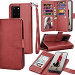 Galaxy S11 Case, Galaxy S11 Wallet Case, Tekcoo Luxury PU Leather Cash Credit Card Slots Holder Carrying Folio Flip Cover [Detachable Magnetic Hard Case] & Kickstand for Samsung Galaxy S11 [Red]