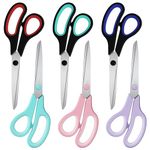 Scissors 6-Pack, 8'' Stainless Steel Scissor with Sharp Blades, Comfortable Grips, All Purpose Scissors for Office Supplies Home Craft, Middle/High School Student Teacher Scissors Bulk (6 Pack)