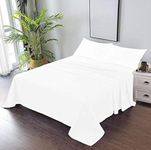 CCWB 100% Egyptian Cotton Bed Sheets 750 Thread Count Sateen Finish Luxuries Hotel Quality (White, Queen - 3 Pieces Sheet Set)