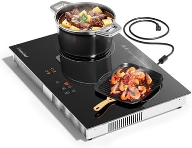 AMZCHEF Induction Cooktop 2 Burners 1800W, Built-in & Countertop Electric Cooktop with 9 Power Levels, 110V-120V Double Induction Stove with Plug, 99-min Timer, Safety Lock, Ceramic Glass