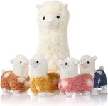 Llama Stuffed Animals with 4 Baby Llamas Cute Alpaca Plush Set Kawaii Llama Soft Pillow Dolls for Girls Birthday Wedding Anniversary Presents Home Sofa Decor(Alpaca,11 Inch, 4.7 Inch)