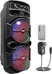 Pyle, Portable PA Speaker, Bluetooth - Loudspeakers, 600W Rechargeable - Outdoor Bluetooth Speaker, Pa System, Dj Speakers w/Recording Function, Mic Input, Party Lights, USB/SD, Remote