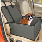 Extra Stable Dog Car Seat - Robust Car Dog Seat or Puppy Car Seat for Small to Medium-Sized Dogs - Reinforced Walls and 3 Belts - Waterproof Pet Car Seat for Back and Front Seat (Grey)