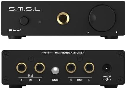 S.M.S.L PH-1 Phono Preamp for MM Turntable, Mini Home Stereo Audio Preamplifier for Phonograph/Record Player/Active Speakers, RCA/6.35mm Headphone Amplifier Pre-amp with Gain 46dB DC 5V Power Supply