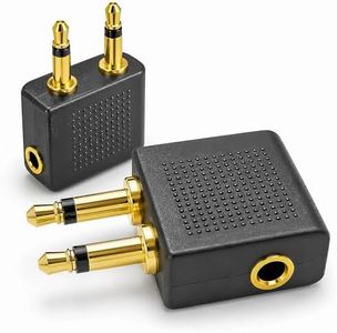 Gold Plated Airplane Flight Headphone Adapters (Pack of 2) | Allows You to use Your Earphones with All in-Flight Media Systems | This Airline Plane Headset Converter Enables Great Sound on All Planes