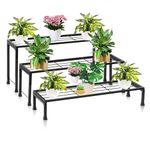 IRON LANDS Elegance 3 Step Pot Stand Premium 65 cm Heavy Duty Multiple Flower Pot Holder Shelf Indoor Outdoor Planter Display Shelving Unit for Patio Garden Balcony Home Decor (Black)