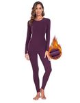 YADIFEN Women's Thermal Underwear Sets Ultra Heated Base Layers Tailored Ladies Long Sleeves Jumpers Tops & Bottoms Long Johns Fleece Lined Leggings Dark Purple XS