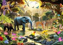 HUADADA 1000 Piece Puzzles for Adults - Adventures in The Jungle-1000 Piece Jigsaw Puzzles for Adults and Kids 1000 Piece Wild Animals Unique Shape Best Gift for Adults and Kids(27.6"x 19.7")