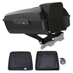 Motorcycle Chopped Tour Pack For 2009+ Harley Touring - Arctic Black, Black Detachable Mounting Rack, Backrest & Black Trunk Liners