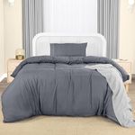 Utopia Bedding Duvet Cover - Single Duvet Cover Set with Embroidered Pillowcase - Soft Microfibre Polyester Bedding (Grey)