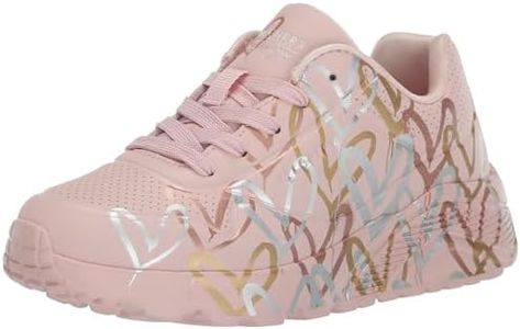 Skechers Girls Uno Lite-Metallic Love Sneaker, Mauve/Multi, 6 Big Kid