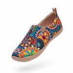 UIN Women's Art Travel Shoes Loafers Fashion Canvas Comfort Wide Toe Casual Slip On Toledo ⅠMules Blossom (10