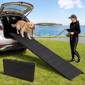 Dog Ramp for Car 90" X 17.6" Extra Long Folding Aluminum Pet Ramp for Large Dogs up to 250 LBS, High-Traction Dog Ramps for SUV Truck Cars