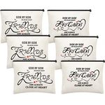 6 Pieces Good Friends Makeup Cosmetic Bags Weekend Trip Gifts Birthday Gifts for Women Portable Makeup Bags Weekend Gifts for Women Travel Retirement Anniversary Present, Beige, 6 Count (Pack of 1),