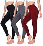 GROTEEN 3 Pack Leggings for Women Butt Lift High Waisted Tummy Control No See-Through Yoga Pants Workout Running Leggings