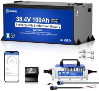 DC HOUSE 36V 100Ah Pro Metal Case Lithium Golf Cart Battery, Lifepo4 Battery with 36V 25A Charger, Bluetooth Mobile APP&Touch LCD Monitor, 200A BMS, Peak Current 670A
