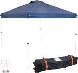 Sunnydaze 12 x 12 Foot Premium Pop-Up Canopy with Rolling Carry Bag - Straight Leg Folding Outdoor Shade Shelter - Blue