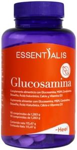 Essentialis Glucosamina-Reforzado con MSM, condroitina, calcio, boswellia, ácido hialurónico y vitamina D3-Protección de cartílago, articulaciones y huesos-Mejora movilidad-90 comprimidos-Para 3 meses