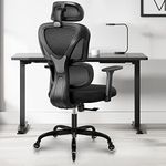 Ergonomic Office Chair - KERDOM Comfortable Computer Chair with Adjustable Headrest and Armrests, High Back Mesh Gaming Chair Executive Swivel Chair (Black F)