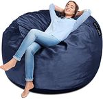 [Removable Cover] Bean Bag Chairs for Adult, Giant 4ft Memory Foam Bean Bag for Teens, Adults, Big Sofa Bean Bag Chairs, Giant Bean Bag Soft Fluffy Fur Bean Bag Chairs for Adults, Furnitures, Blue