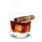 Corkcicle Cigar Glass - Double Old Fashioned Glass with Integrated Cigar Rest - Tumbler Glasses for Bourbon, Scotch, & More - Keeps Colder for Longer, Maintains Flavour