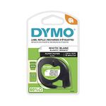 DYMO LT Paper Labels for LetraTag Label Makers, Black Print, White Label Maker Tape, 1/2" x 13-Foot Roll (12 mm x 4 m) of Labelling Tape