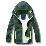 IjnUhb Waterproof Hooded Jacket for Boys Girls,Kids Raincoats Outdoor Windbreaker Dinosaur Rain Jacket(Greenbone,3T)