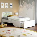 Wakefit Kids Marge Bed | Single Wooden Bed with Storage Drawer | Sturdy Engineered Wood Cot for Kids | Frosty White Finish | Space-Saving & Durable Design