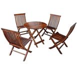 Home furniture Wooden Patio Dining Set Foldable 4 Chair and Round Table for Garden Outdoor Balcony Indoor Terrace Patio Furniture