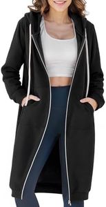 Ablanczoom Hoodies for Women Casual Full Zip Up Hoodie Comfortable Womens Long Hoodies Fashion Sweatshirt with Pockets, Black-fleece, Medium