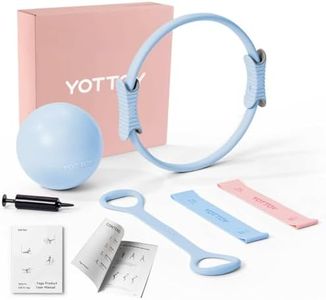 YOTTOY 15 Inch Pilates Ring and Ball Set, Figure 8 Resistance Bands, Stretch Bands&Guide,Pilates Equipment Set for Beginners for Home Workouts Core Strength, Yoga, Physical Therapy & Rehab, Blue