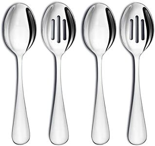 VIVANI Serving Spoon Set, 8.5 inches Serving Spoons Stainless Steel x 2, Slotted Serving Spoons x 2, Serving Utensils Set for Parties Buffet Banquet