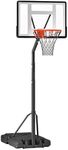 HOMCOM Basketball Hoop Freestanding 255-305cm Hoop Height Adjustable Stand with Backboard Wheels for Teens Adults Black