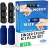 Simplation Trigger Finger Splint and Ice Pack (2+2 Set) for Pain Relief, Knuckle Immobilization, Straightening Arthritis, Injured Mallet Finger, Fits Index, Middle, Thumb, Ring Finger