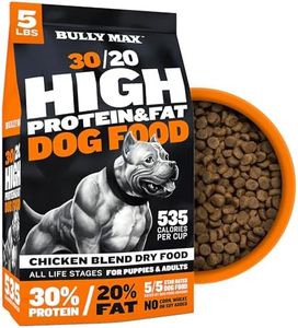 Bully Max Dry Dog Food for Adults & Pupppies - High Protein & Fat for Muscle & Weight Gain - High Performance Dog Food Supplements - Small & Large Breed Dogs (535 Calories Per Cup), Chicken, 5lb Bag